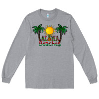 Heather Grey aloha beaches Long Sleeve Tee - CowhideDigitalArt