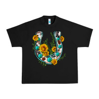 Black cowhide sunflower horseshoe Urban Heavy Tee - Zillion Design Studio