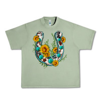 Oil Green cowhide sunflower horseshoe Urban Heavy Tee - Zillion Design Studio