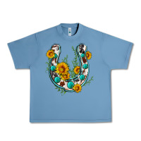 Pebble Blue cowhide sunflower horseshoe Urban Heavy Tee - Zillion Design Studio