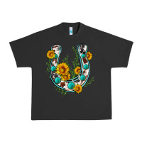Pigment Black cowhide sunflower horseshoe Urban Heavy Tee - Zillion Design Studio