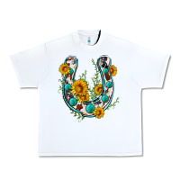 White cowhide sunflower horseshoe Urban Heavy Tee - Zillion Design Studio
