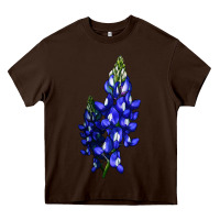 Chocolate Brown Bluebonnet Flower Illustrations Heavy Core Tee - LillyAllenDesigns