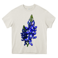 Cream Bluebonnet Flower Illustrations Heavy Core Tee - LillyAllenDesigns