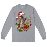 Heather Grey Christmas lights and skeleton Long Sleeve Tee - FaDigitalArtStudio