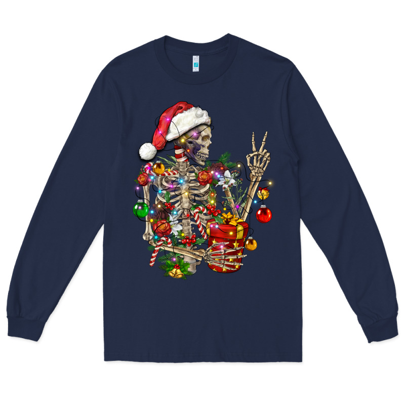 Christmas Lights And Skeleton Long Sleeve Tee by FaDigitalArtStudio | Teevron