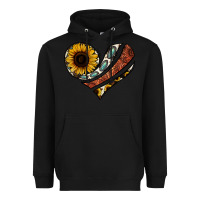 Black western sunflower cowhide  heart Heavyweight Hoodie - Jasminsmagicworld