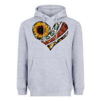 Heather Grey western sunflower cowhide  heart Heavyweight Hoodie - Jasminsmagicworld