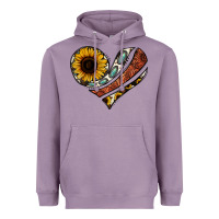 Western Sunflower Cowhide  Heart Heavyweight Hoodie | Teevron