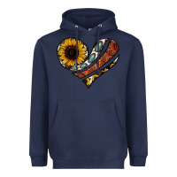 Navy western sunflower cowhide  heart Heavyweight Hoodie - Jasminsmagicworld