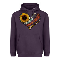 Plum western sunflower cowhide  heart Heavyweight Hoodie - Jasminsmagicworld