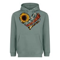 Sage western sunflower cowhide  heart Heavyweight Hoodie - Jasminsmagicworld