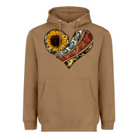 Toasted Coconut western sunflower cowhide  heart Heavyweight Hoodie - Jasminsmagicworld