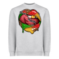Heather Grey juneteenth day lips Heavyweight Sweatshirt - texasbilliewilder