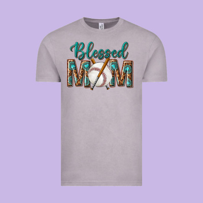 Western Blessed Mom With Baseball Vintage Tee Designed By Texasbilliewilder