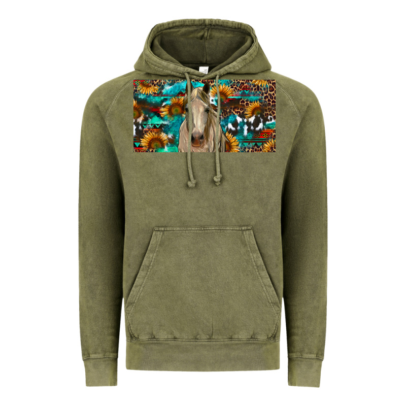 Horse With Sunflowers Aztec And Cowhide Vintage Hoodie by RanaPortraitStore | Teevron