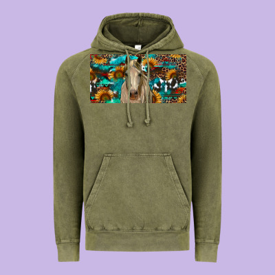 Vintage Hoodie Horse With Sunflowers Aztec And Cowhide