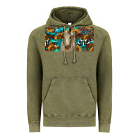 Vintage Olive Horse With Sunflowers Aztec And Cowhide Vintage Hoodie - RanaPortraitStore
