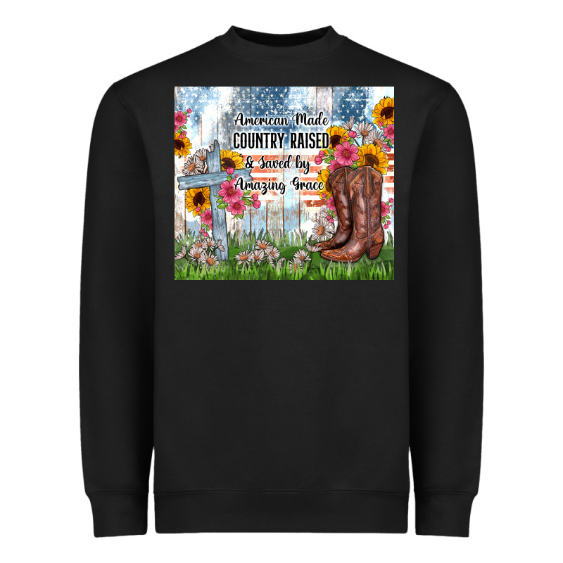 Christian Western American Made Country Raised Heavyweight Sweatshirt by Zillion Design Studio | Teevron