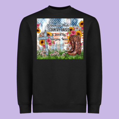 Christian Western American Made Country Raised Heavyweight Sweatshirt Designed By Zillion Design Studio