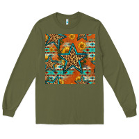 Army Green western stars seamless pattern Long Sleeve Tee - HRA Design Shop