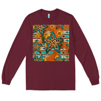 Burgundy western stars seamless pattern Long Sleeve Tee - HRA Design Shop
