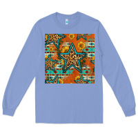 Colony Blue western stars seamless pattern Long Sleeve Tee - HRA Design Shop