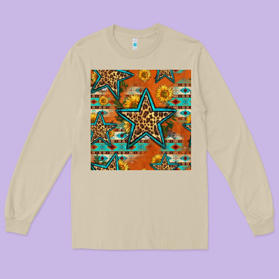 Western Stars Seamless Pattern Long Sleeve Tee Designed By Hra Design Shop