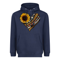 Navy western sunflower leopard cowhide heart Heavyweight Hoodie - Jasminsmagicworld