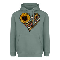 Sage western sunflower leopard cowhide heart Heavyweight Hoodie - Jasminsmagicworld