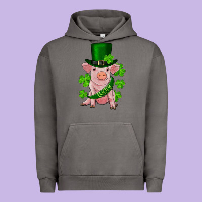 St. Patrick's Day Lucky Baby Pig Urban Hoodie Designed By Ranaportraitstore