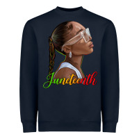 Navy juneteenth black woman Heavyweight Sweatshirt - texasbilliewilder