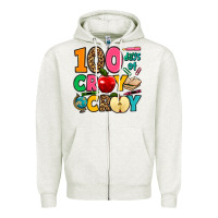 Oatmeal Heather 100 days of cray cray Zipper Hoodie - Jasminsmagicworld