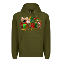 Army Green christmas  teacher Premium Hoodie - MaliasSmallBusiness