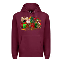 Burgundy christmas  teacher Premium Hoodie - MaliasSmallBusiness