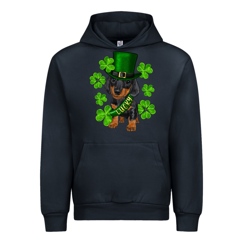 St. Patrick's Day Lucky Dachshund Puppy Urban Hoodie by RanaPortraitStore | Teevron