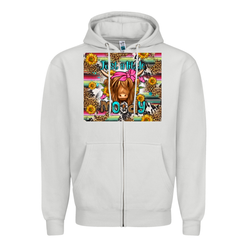 Just A Little Moody Long Haired Cow Zipper Hoodie by Jasminsmagicworld | Teevron