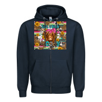 Navy just a little moody long haired cow Zipper Hoodie - Jasminsmagicworld