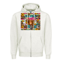 Oatmeal Heather just a little moody long haired cow Zipper Hoodie - Jasminsmagicworld
