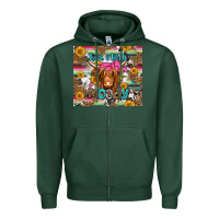 Sports Green just a little moody long haired cow Zipper Hoodie - Jasminsmagicworld