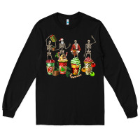 Black christmas skeleton coffee cups Long Sleeve Tee - FaDigitalArtStudio