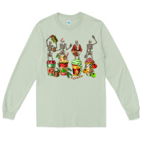 Matcha christmas skeleton coffee cups Long Sleeve Tee - FaDigitalArtStudio