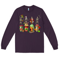Plum christmas skeleton coffee cups Long Sleeve Tee - FaDigitalArtStudio