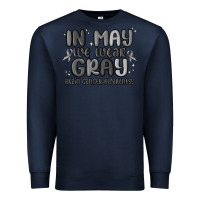 Navy in may we wear gray brain cancer awareness Premium Sweatshirt - MaliasSmallBusiness