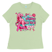 Matcha dinosaur  in october we wear pink Ladies Tee - AdoDesignShop