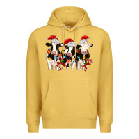 Antique Gold christmas three cows Premium Hoodie - MaliasSmallBusiness
