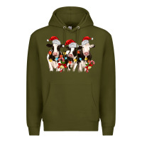 Army Green christmas three cows Premium Hoodie - MaliasSmallBusiness