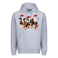 Heather Grey christmas three cows Premium Hoodie - MaliasSmallBusiness