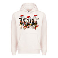 Pale Pink christmas three cows Premium Hoodie - MaliasSmallBusiness