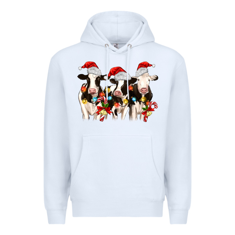 Christmas Three Cows Premium Hoodie by MaliasSmallBusiness | Teevron